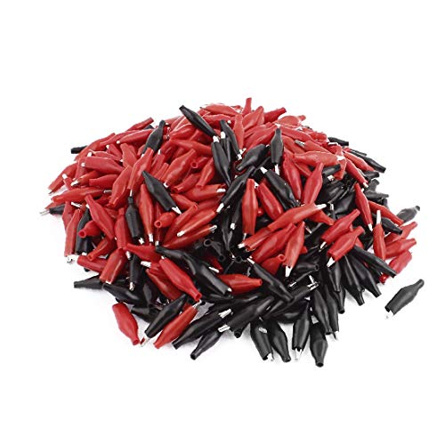 X-DREE Prueba de plástico negro rojo prueba de cocodrilo aislada Clip Clamp 36mm Long 500pcs(Red Black Plastic Testing Insulated Crocodile Test Clip Clamp 36mm Long 500pcs