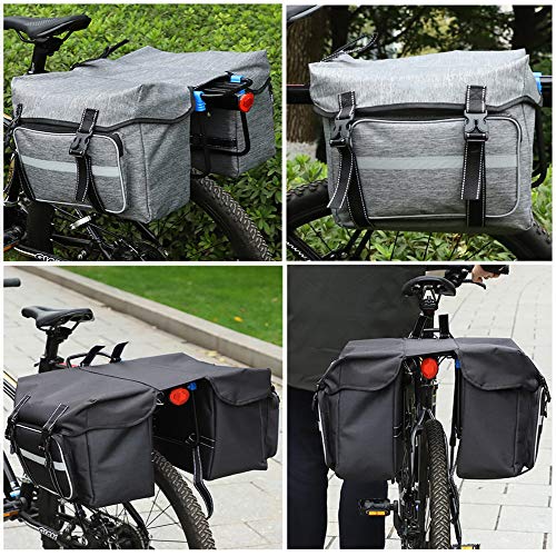 XHZY 25 L Bicycle Bags Cycling Rear Double Side Travel Bag Tail Seat Panier Bicycle Luggage Carrier Bike Rack Trunk Bag with Waterproof Cover Gray