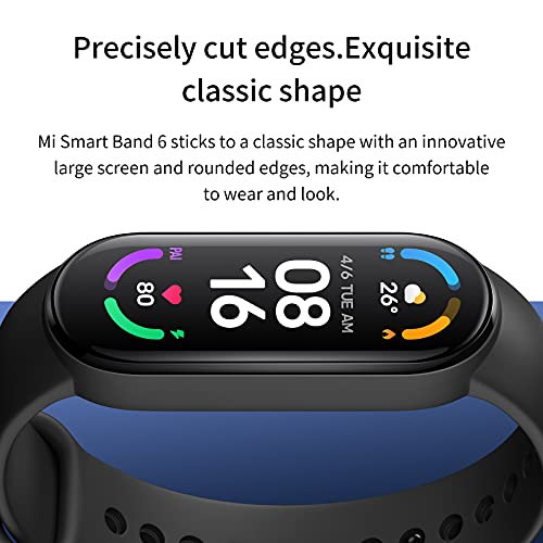 Xiaomi Mi Band 6, Smart Band 6 Versión Global Pulsera de Actividad, Detección de Oxígeno en Sangre, Monitor de Frecuencia Cardíaca, Monitor de Sueño, Pantalla a Color AMOLED de 1,56", 5 ATM, Negro