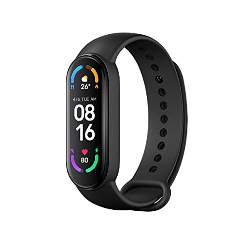 Xiaomi Mi Band 6, Smart Band 6 Versión Global Pulsera de Actividad, Detección de Oxígeno en Sangre, Monitor de Frecuencia Cardíaca, Monitor de Sueño, Pantalla a Color AMOLED de 1,56", 5 ATM, Negro