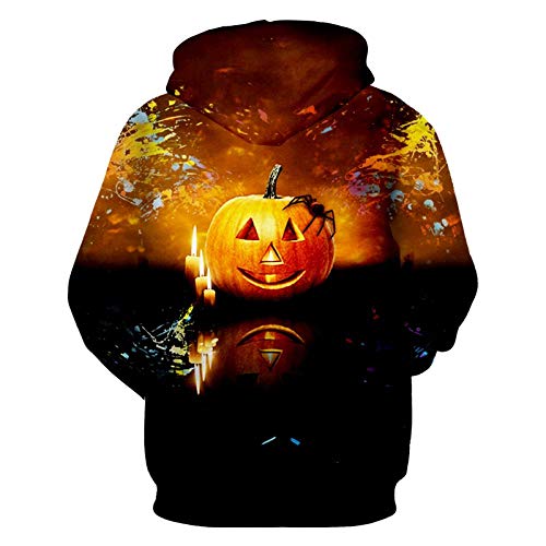 XJBDD Sudaderas con Capucha para Hombre con Cremallera de Animal de Halloween 3D Impreso Pumpkin Spider Zipper Coat Venta al por Mayor Ropa Deportiva de Fitness