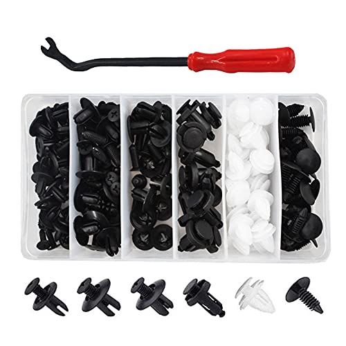 Ymentopyu Remaches Plastico 100 Piezas Clips Coche Clips Grapas Coche Remaches Plástico Rivet Trim Clamp con Herramienta de Desmontar Universales para Guardabarros Coche Plastico Panel