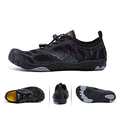 Zapatillas Minimalista Hombre Mujer de Trail Running Escarpines Zapatos de Agua Secado Rápido Deportes Antideslizante Unisexo Negro A Reino Unido 44