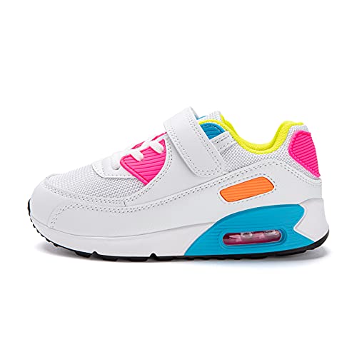 Zapatillas Niño Unisex Sneakers Niña Zapatos Deporte Running Calzado Niños Casual Transpirables Antideslizante Blanco Rosa Talla 31 EU