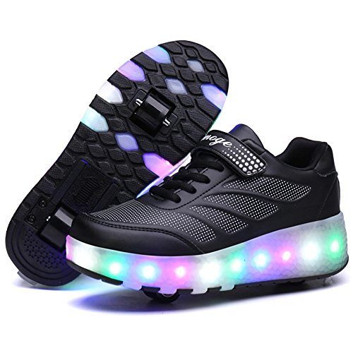 Zapatos con Ruedas Zapatillas con Dos Ruedas para niños y niña Led Luces Zapatillas con Ruedas Se Puede Bambas con Ruedas Carga con USB Automática Calzado de Skateboarding