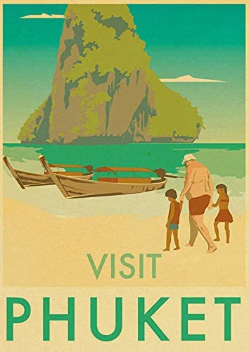 ZHJJD PóSter E Impresiones De Phuket Paisaje De La Ciudad De Viaje Pintura En Lienzo Arte De Pared De Moda Vintage para Salon De Estar Cuadros De Decoracion del Hogar 60x80 Cm Sin Marco