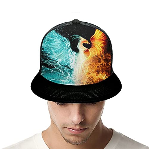 ZORIN Bill Plaid Baseball Gorras 3D Mesh Sombreros Marco Fénix Fire and Ice Flame El Snapback Negro