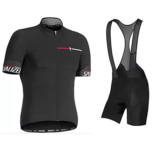 ZZSH Traje De Montar De Manga Corta, Montar Ropa Traje Verano Al Aire Libre Succión Transpirable Bicicleta De Montaña Bicicleta Dinámica Ciclismo Equitación Ropa,Black,L