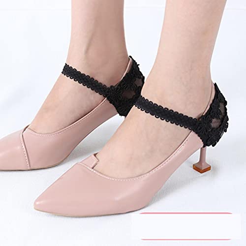 1 par de tacones altos Paquete de cordones con correas antideslizantes sueltas Zapatos de encaje para mujer Accesorios para zapatos de banda Venta al por mayor Dropshipping-Negro, China