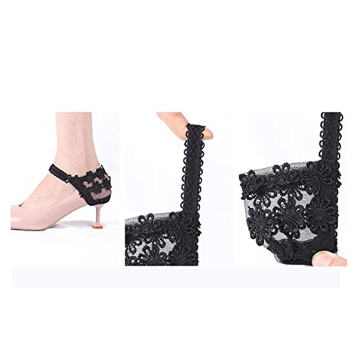 1 par de tacones altos Paquete de cordones con correas antideslizantes sueltas Zapatos de encaje para mujer Accesorios para zapatos de banda Venta al por mayor Dropshipping-Negro, China