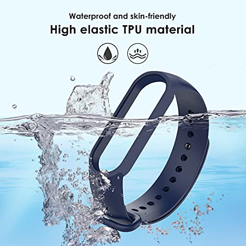 3 Piezas Correa de Reloj Compatible para Xiaomi Mi Band 6 / Correa Mi Band 5 + 2 Piezas Protector Pantalla, Coloridos Suave Silicona Pulsera de Correas de Repuesto Suave Transpirable