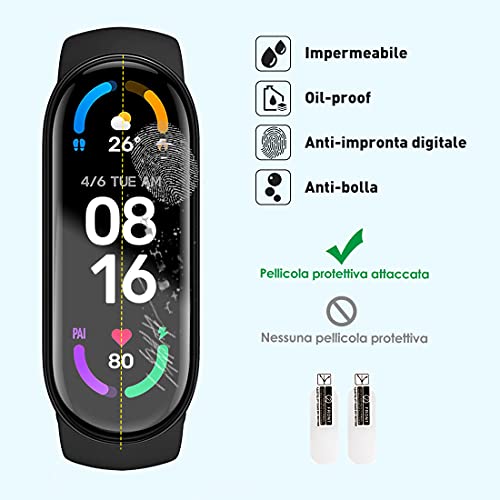 3 Piezas Correa de Reloj Compatible para Xiaomi Mi Band 6 / Correa Mi Band 5 + 2 Piezas Protector Pantalla, Coloridos Suave Silicona Pulsera de Correas de Repuesto Suave Transpirable