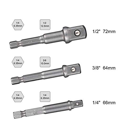 3 piezas Hexagon Socket Adapter Socket Adaptador Socket Wrench 1/4", 1/2", 3/8" + Socket Adaptador 4 piezas 1/4 a 3/8-3/8 a 1/4-3/8 a 1/2-1/2 a 3/8