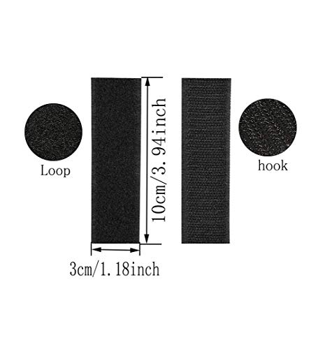 30pcs Cinta Autoadhesiva de doble cara Fuerte Cinta de Industrial Cinta de Gancho y Bucle Cinta para Alfombra,3 x 10cm. para Paredes y Suelos (negro).