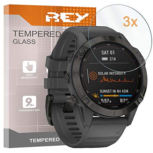 3X Protector de Pantalla para Garmin Fenix 6 - Garmin Fenix 6 Pro 47mm, Cristal Vidrio Templado Premium Reloj SmartWatch