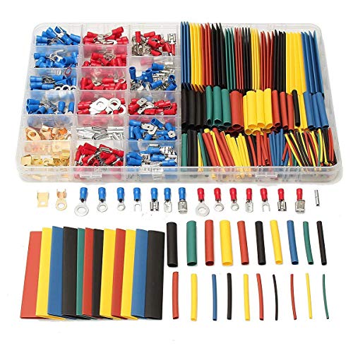 678Pcs alambre eléctrico de Terminales Set, 350 PCS crimpado Conectores Terminales Butt + 328 PCS 2: 1 termorretráctiles Surtido de aislamiento encogible manguitos Tubos Set