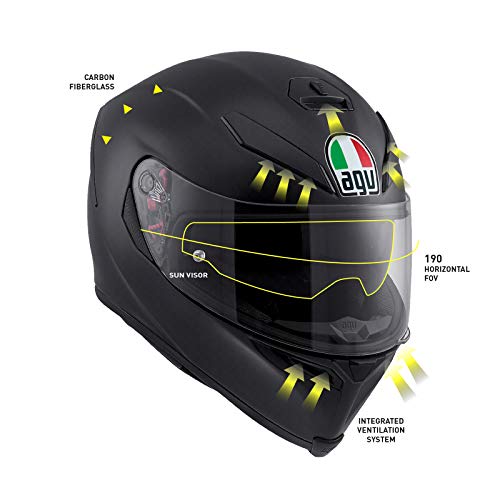 AGV 0041A4MY_003_ML K5 S Solid Casco Moto Integral, Negro Mate, ML