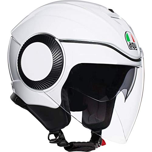 AGV Abierto E2205 Orbyt Solid Casco Moto Jet, Hombre, Blanco Perla, M