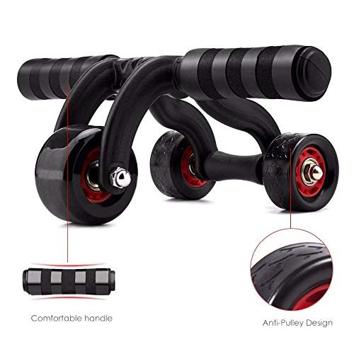 Aiwer Atlético 3 Rueda Sin Ruido Rueda Abdominal Rodillo AB Fitness Entrenamiento Muscular Ejercicios Brazo Pierna Strengthing Gear Rollers con colchón