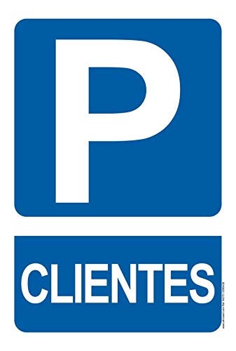 akrocard - Cartel Resistente PVC - PARKING CLIENTES - Señaletica de informacion - señal disuasorio Ideal para Colgar y Advertir