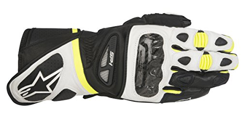 Alpinestars Guantes de Moto SP-1 15, Color Negro, Blanco y Amarillo neón, Talla XXL