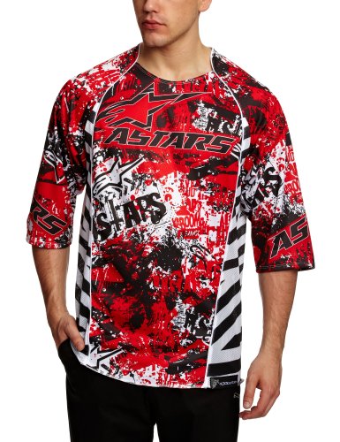 Alpinestars - Maillot para Hombre, Talla L, Color Negro/Rojo