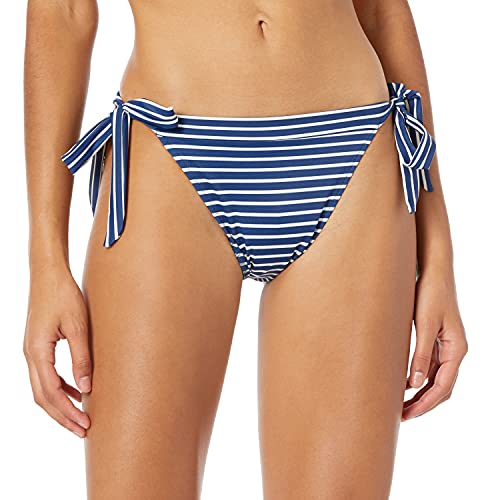 Amazon Essentials - Parte inferior de bikini con anudado lateral para mujer, Azul marino/Rayas, US XXL (EU 3XL - 4XL)