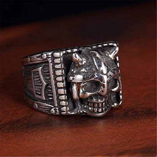 Anillo De Calavera Gótica De Acero Inoxidable para Hombre, Anillo De Martillo De Thor Vikingo Nórdico, Anillo De Fiesta De Cóctel De Ciclista Retro Punk,8