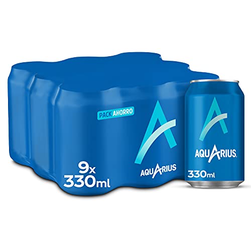 Aquarius Limón - Bebida funcional con sales minerales, baja en calorías - pack 9 latas 330 ml