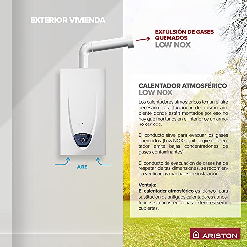 Ariston Calentador a gas atmosférico BLU CONTROL X 11 GAS BUTANO EU, 230 V. Fabricado para ser instalado en España