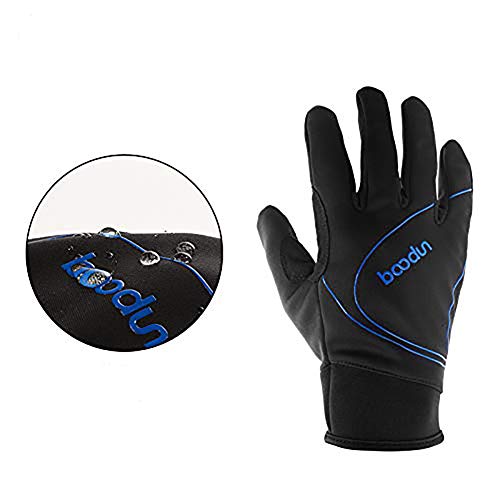 ARTOP Guantes Ciclismo Térmico Guantes MTB Impermeable de Bicicleta Bici con Dedos Completos Pantalla Táctil para Hombre Otoño Invierno(Azul,XL)