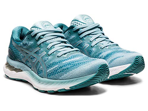 ASICS Zapatillas de running Gel-Nimbus 23 para mujer, azul (Azul ahumado/Plata pura), 39.5 EU