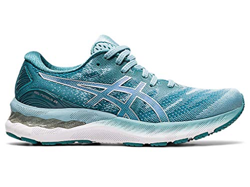 ASICS Zapatillas de running Gel-Nimbus 23 para mujer, azul (Azul ahumado/Plata pura), 39.5 EU