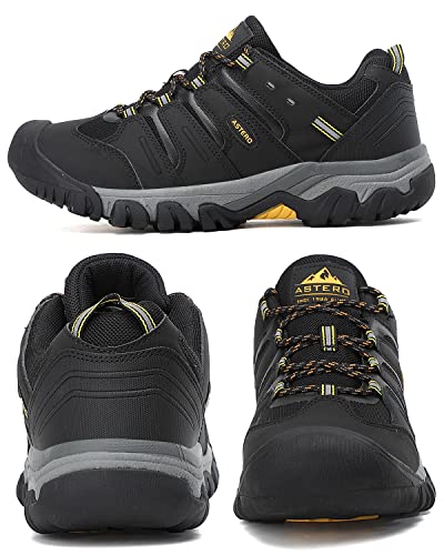 ASTERO Zapatillas Trekking Hombre Zapatos Senderismo Transpirable Bajos Botas de Montaña Antideslizantes AL Aire Libre Sneakers Apto Todas Estaciones Tamaño 41-46(Negro, Numeric 43)