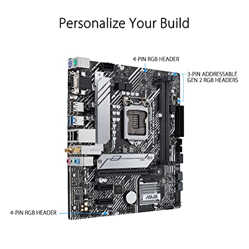 ASUS Prime H510M-A WiFi - Placa Base Micro-ATX (Intel H510 LGA 1200 (PCIe 4.0, Ranura M.2 de 32 GPS, WiFi 5, 1 GB Ethernet, USB 3.2 Gen. 1 de Tipo A, SATA 6 GPS, Aura direccionable Gen. 2)