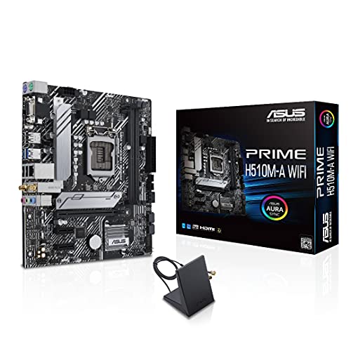 ASUS Prime H510M-A WiFi - Placa Base Micro-ATX (Intel H510 LGA 1200 (PCIe 4.0, Ranura M.2 de 32 GPS, WiFi 5, 1 GB Ethernet, USB 3.2 Gen. 1 de Tipo A, SATA 6 GPS, Aura direccionable Gen. 2)