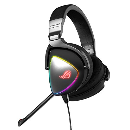 ASUS ROG Delta - Auriculares gaming RGB (Hi-Res ESS Quad-DAC, efecto de iluminación circular RGB y conector USB-C compatible con PC, PS5, XBOX Series X, Nintendo Switch y móviles) Negro