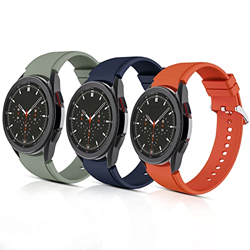 Aukvite 20mm Cinturino per Samsung Galaxy Watch 4 46mm 42mm/Galaxy Watch 4 Classic 44mm 40mm, Cinturino di Ricambio per Cinturino Sportivo in Silicone per Uomo Donna (Naranja+Azul+Verde, Grande)