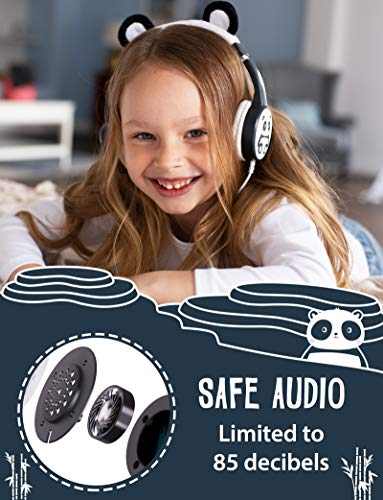 Auriculares Planet Buddies para niños, Auriculares Cable Plegables de Volumen Seguro con Uso compartido de música, Auriculares de para niños, Ideales para Viajes, teléfono, Tableta y Kindle - Panda