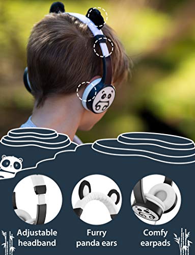 Auriculares Planet Buddies para niños, Auriculares Cable Plegables de Volumen Seguro con Uso compartido de música, Auriculares de para niños, Ideales para Viajes, teléfono, Tableta y Kindle - Panda