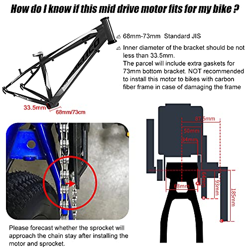 Bafang Mid Drive Kit para Bicicleta de montaña Bicicleta de Carretera Potencia Nominal Tensión Nominal 48V 500W Conversión de Bicicleta Kit de Motor eléctrico Opción de Plato múltiple y Pantalla