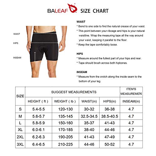 BALEAF Coolmax - Pantalón corto de ciclismo para hombre, acolchado transpirable, gel 4D, color azul, talla S