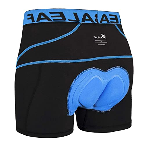 BALEAF Coolmax - Pantalón corto de ciclismo para hombre, acolchado transpirable, gel 4D, color azul, talla S