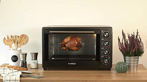 Bastilipo Nápoles Black, Horno de sobremesa de 45 litros, 2.000W, 4 Posiciones, convección y rustidor, Color Negro, 2000 W