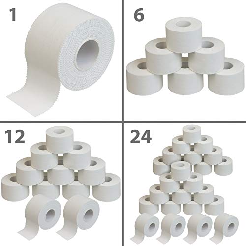 BB Sport Sport Tape 3.8 cm x 10 m Cinta Adhesiva Deportiva Blanco en Diferentes cantidades, Cantidad:12 Rollos