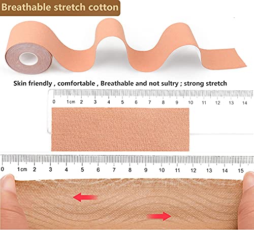 BENEVE Cinta para Pechos y 10 Piezas de Pezón sin Respaldo de Pétalos, Cinta de Levantamiento de Senos, Cinta Adhesiva Push up con Cubierta de Pecho, Sujetador Adhesivo Reutilizable para Copa A-E