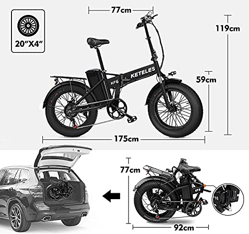 Bicicleta eléctrica de Bicicleta Plegable de 20 Pulgadas de ebike 48 v 18Ah Bicicletas eléctricas de montaña,Bicicleta electrica Fat Bike Ciudad de E-Bike para Adultos, Hombres y Mujeres (KF6)