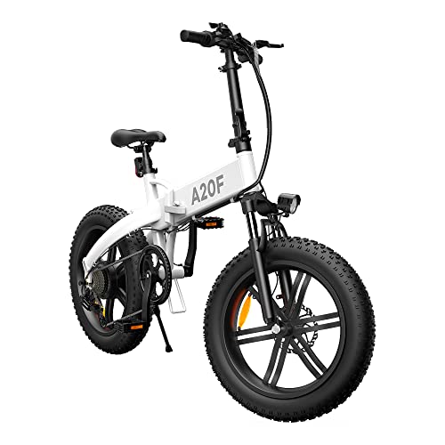 Bicicleta eléctrica Plegable ADO A20F para Hombres y Mujeres, Bicicleta eléctrica para Ciudad de 250 W, con batería extraíble de 36 V y 10,4 Ah, 25 km/h, 7 Velocidades Shimano (Blanco, 20F)