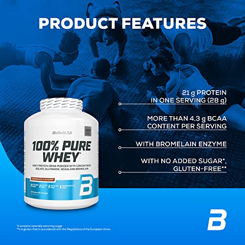 BioTechUSA 100% Pure Whey Complejo de proteína de suero, con aminoácidos añadidos y edulcorantes, sin conservantes, 2.27 kg, Cereza Agria-Yogur