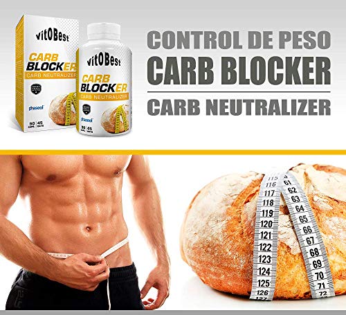 Bloqueador Carbohidratos CARB BLOCKER 90 Caps. - Producto de Calidad Optima y Quemagrasas Potente para Adelgazar - Vitobest